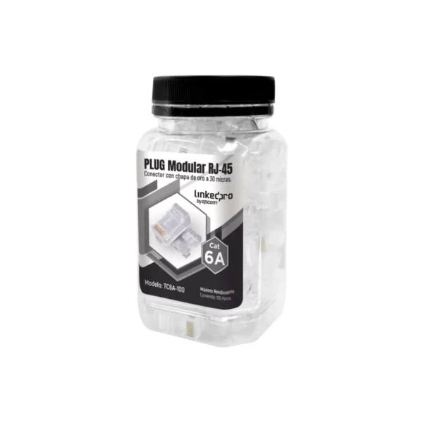 Bote con 100 Piezas de Plug Modular RJ45 Cat6A TC6A-100